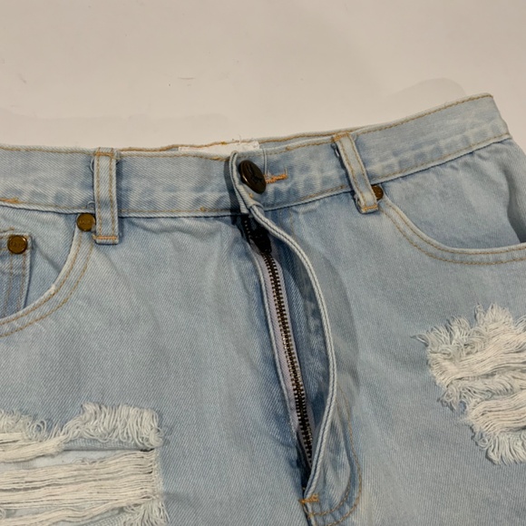 ONE Teaspoon Sz 28 Outlaws Low Waist Curved Raw Hem Jean Shorts - Picture 5 of 8
